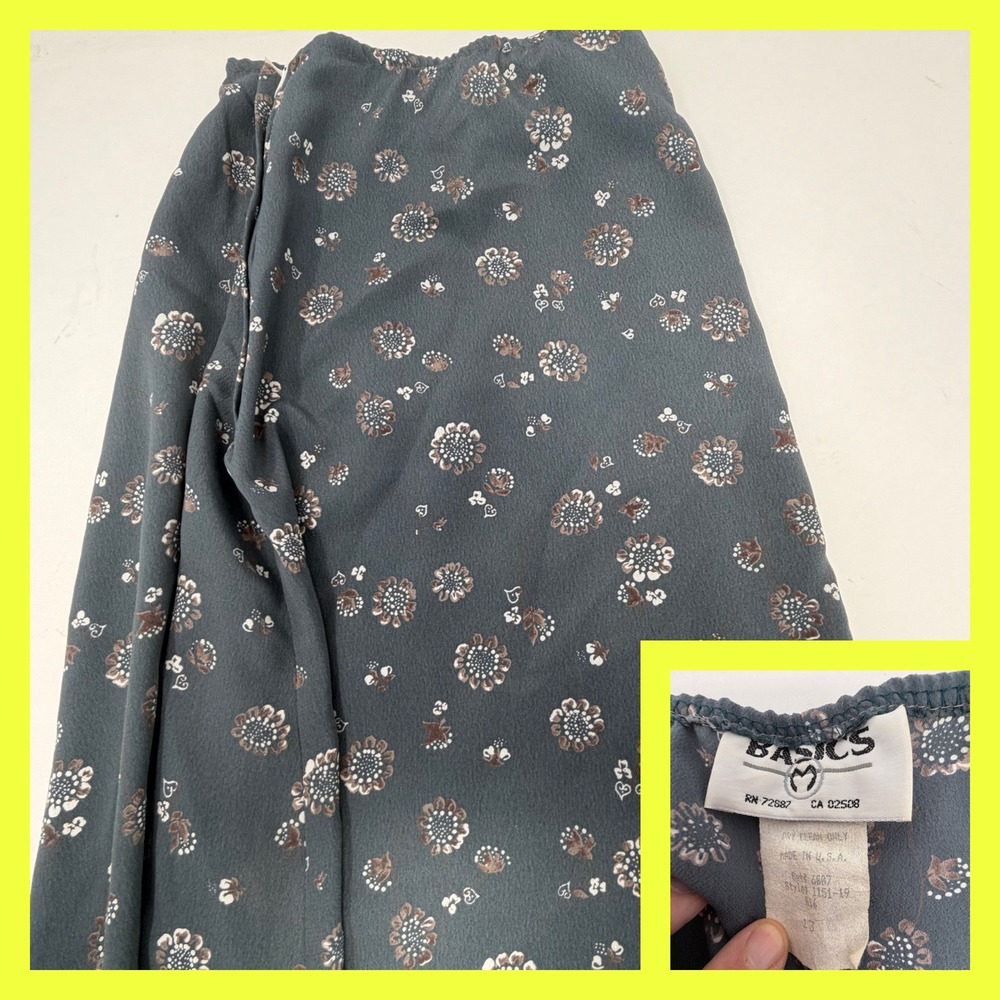 Vtg 90s Basics Floral Wrap Skirt M Made in USA‎ Rayon Boho Cottagecore Maxi